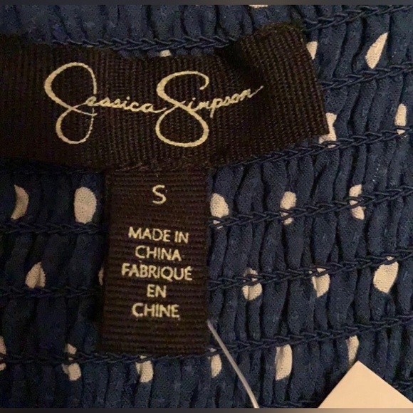 {SOLD} NWT Jessica Simpson Blue & White Polka Dot Ruffle Cami Tank- Size Small - Picture 4 of 5